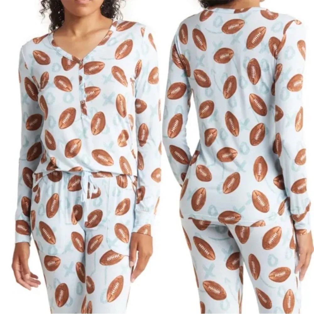 NWT Posh Peanut Long Sleeve Field Day Football Pajama Set Size 3XL